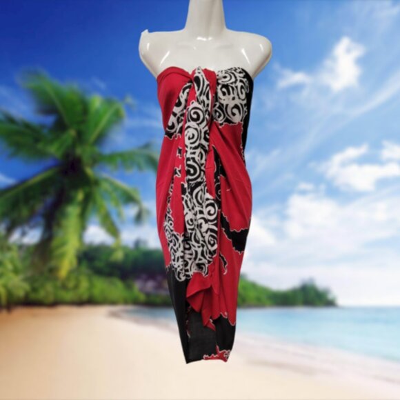 Womens Sarong Cotton Wrap Handpainted Batik Wrapskirt Beach Pareo Beachwear-NEW - Picture 7 of 8